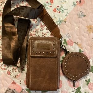 Montana West Brown Crossbody Phone Bag with Coin Pouch
